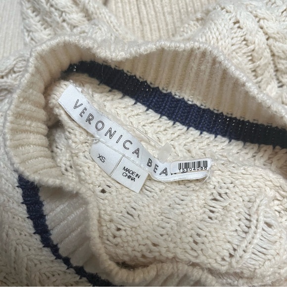 Veronica Beard Fritz Mixed Media High Neck Cable Knit Sweater‎ Size XS - Picture 4 of 4